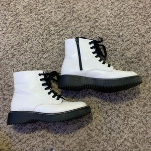 zip up white combat boots